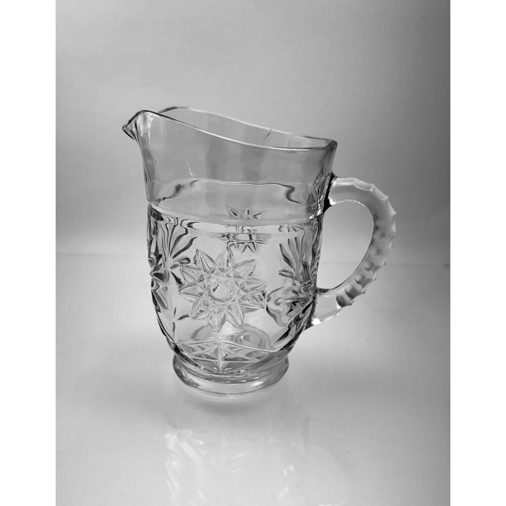 Anchor Hocking Glass Early American Prescut Star of David Pattern Vtge Pitcher